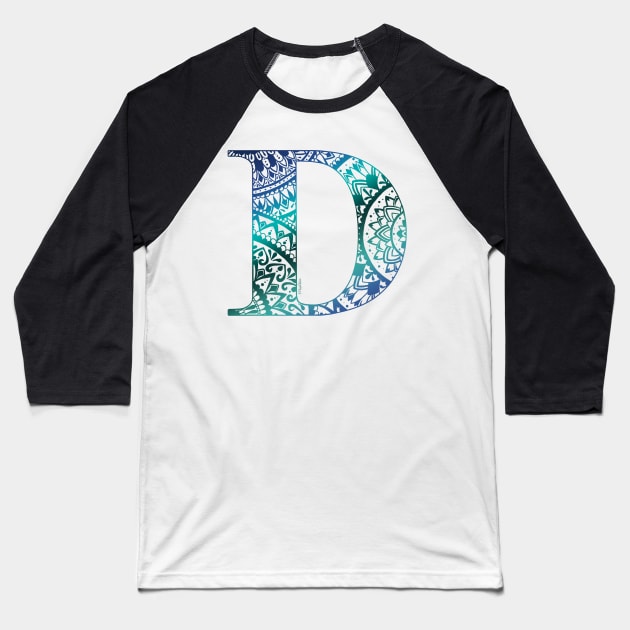 Mandala Letter D - Dusk, twilight Baseball T-Shirt by Shaseldine